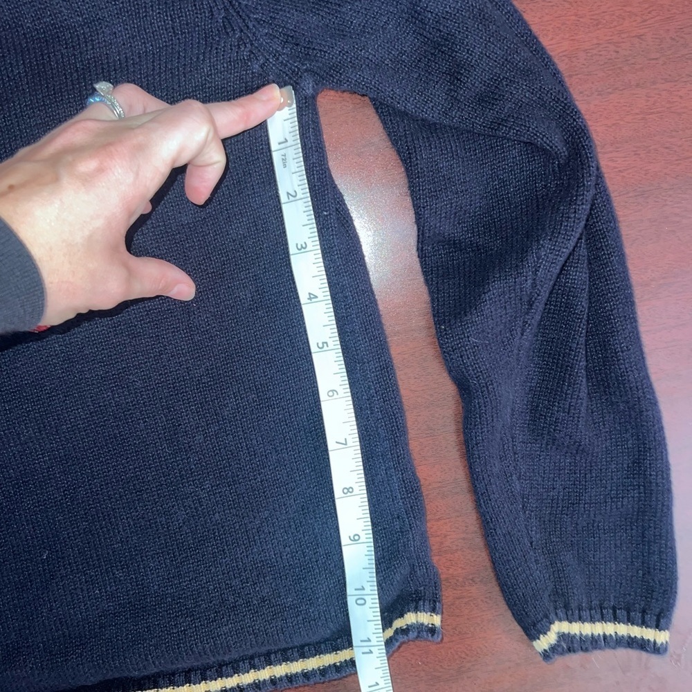 Christopher & Banks Hand Embroidered Blue Knit Scarecrow Sweater Women's Sz S - Picture 7 of 7